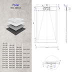 POLAR - Piatto doccia bianco antiscivolo, resistente, durevole e facile da pulire - Incl. sifone