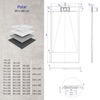 POLAR - Piatto doccia Carrara antiscivolo, resistente, durevole e facile da pulire - Incl. sifone