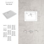 SHIMMER - Plato de ducha blanco Smooth acrílico, textura lisa, extraplano 5 cm, sifón y válvula incluidos