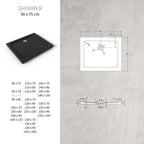 SHIMMER - Piatto doccia nero Smooth acrilico, texture liscia, ultrasottile 5 cm, sifone e valvola inclusi