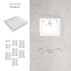SHIMMER - Piatto doccia bianco Stone acrilico, texture pietra, ultrasottile 5 cm, sifone e valvola inclusi