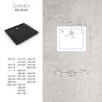 SHIMMER - Piatto doccia nero Smooth acrilico, texture liscia, ultrasottile 5 cm, sifone e valvola inclusi