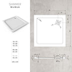 SHIMMER - Piatto doccia bianco Stone acrilico, texture pietra, ultrasottile 5 cm, sifone e valvola inclusi