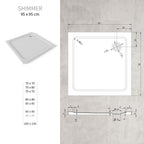 SHIMMER - Plato de ducha blanco Smooth acrílico, textura lisa, extraplano 5 cm, sifón y válvula incluidos