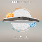 Materasso con marchio "Double Touch", che evidenzia le caratteristiche di comfort termico sia caldo che freddo.