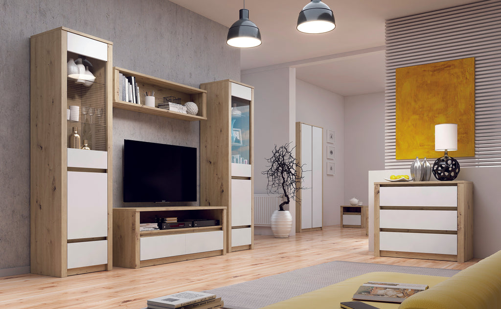 CANNES - Mueble TV en roble - Blanco o Gris | RTV / K4D