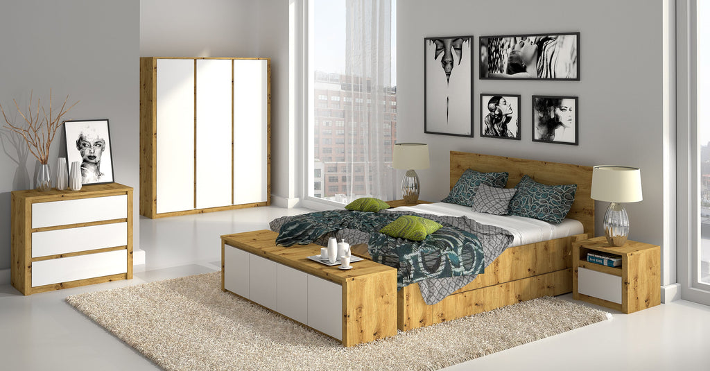 CANNES - Cama de Matrimonio en Roble 160x200 cm