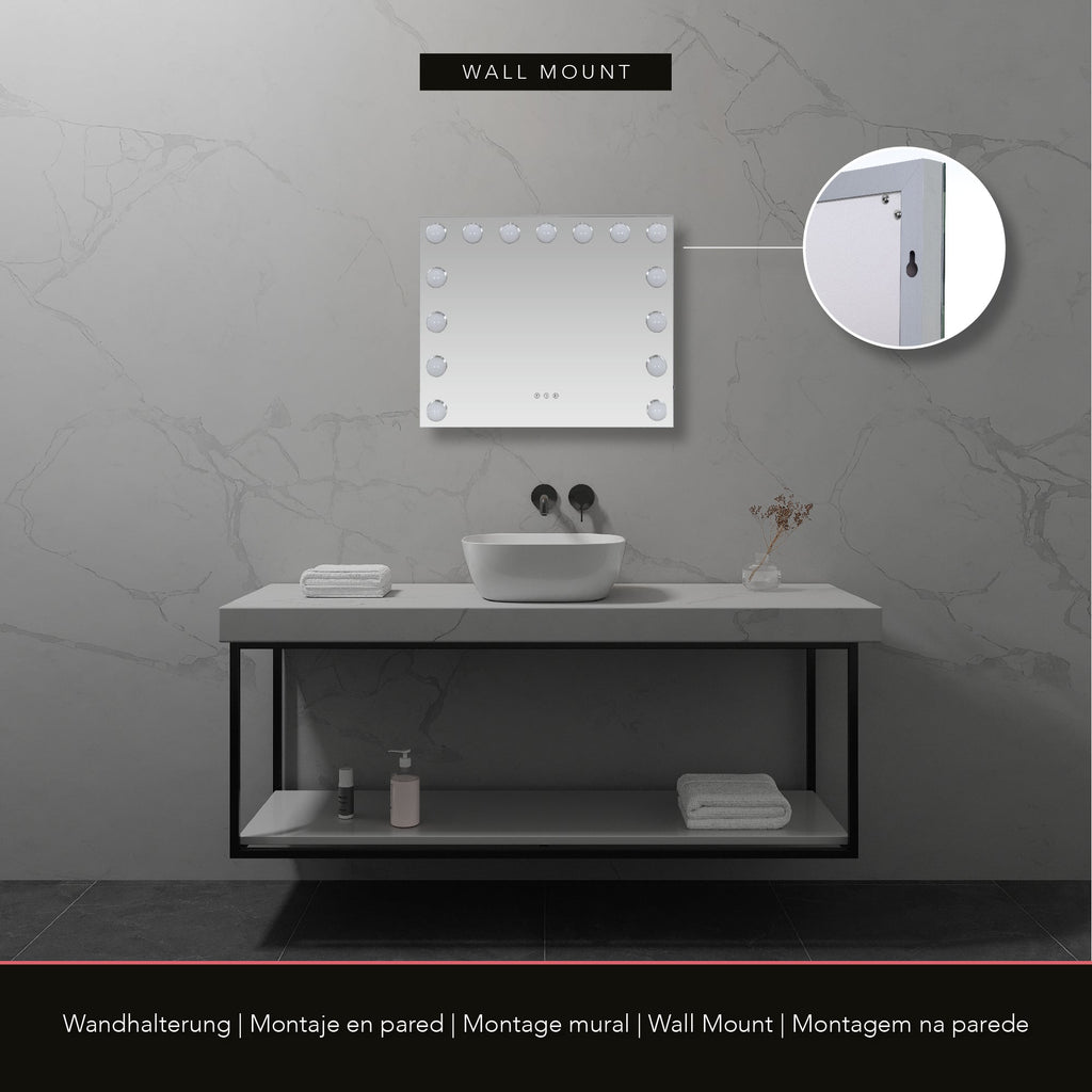 BULB PROP - Specchio da trucco con 15 lampadine LED