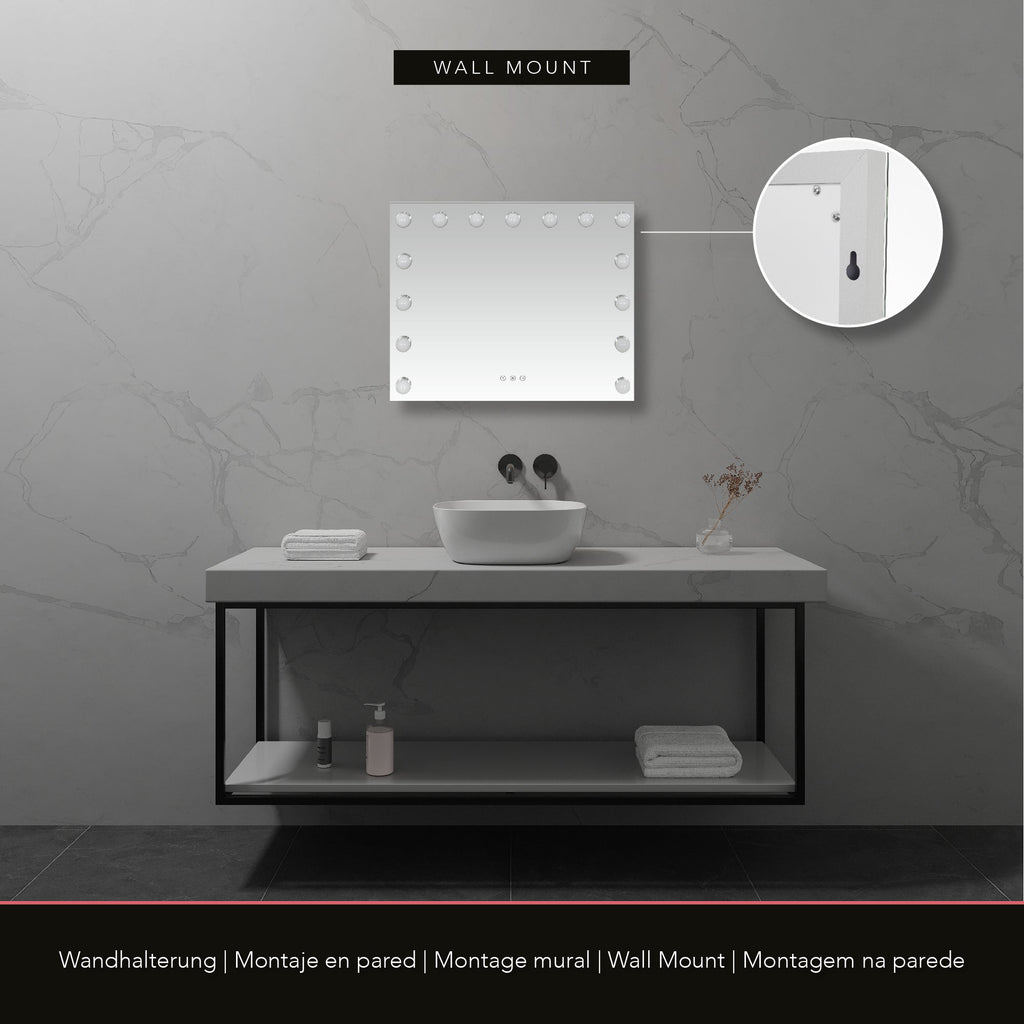 BULB STAND - Specchio da trucco con 15 lampadine LED