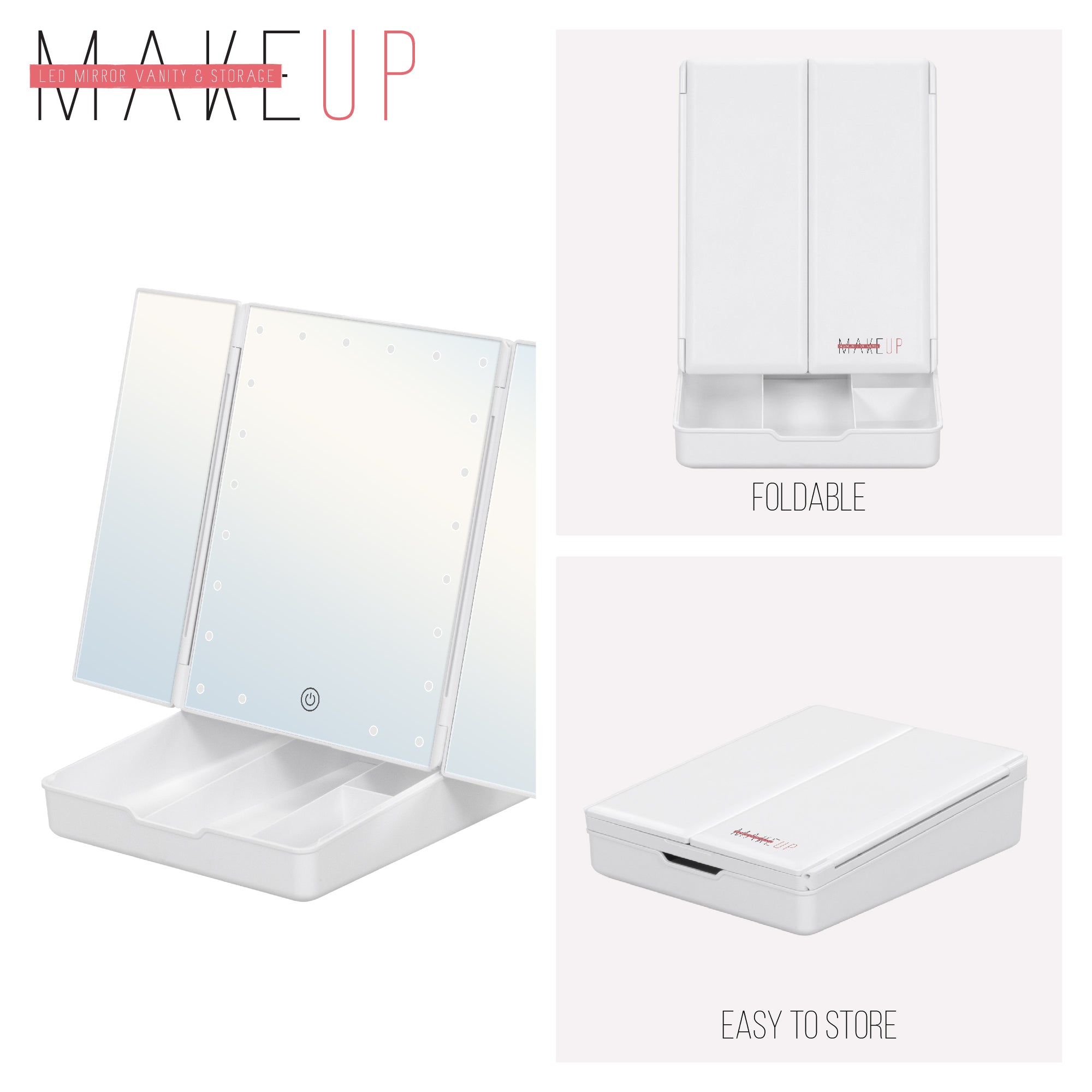 MAKEUP - Specchio da trucco con 21 punti luce LED e ingrandimento