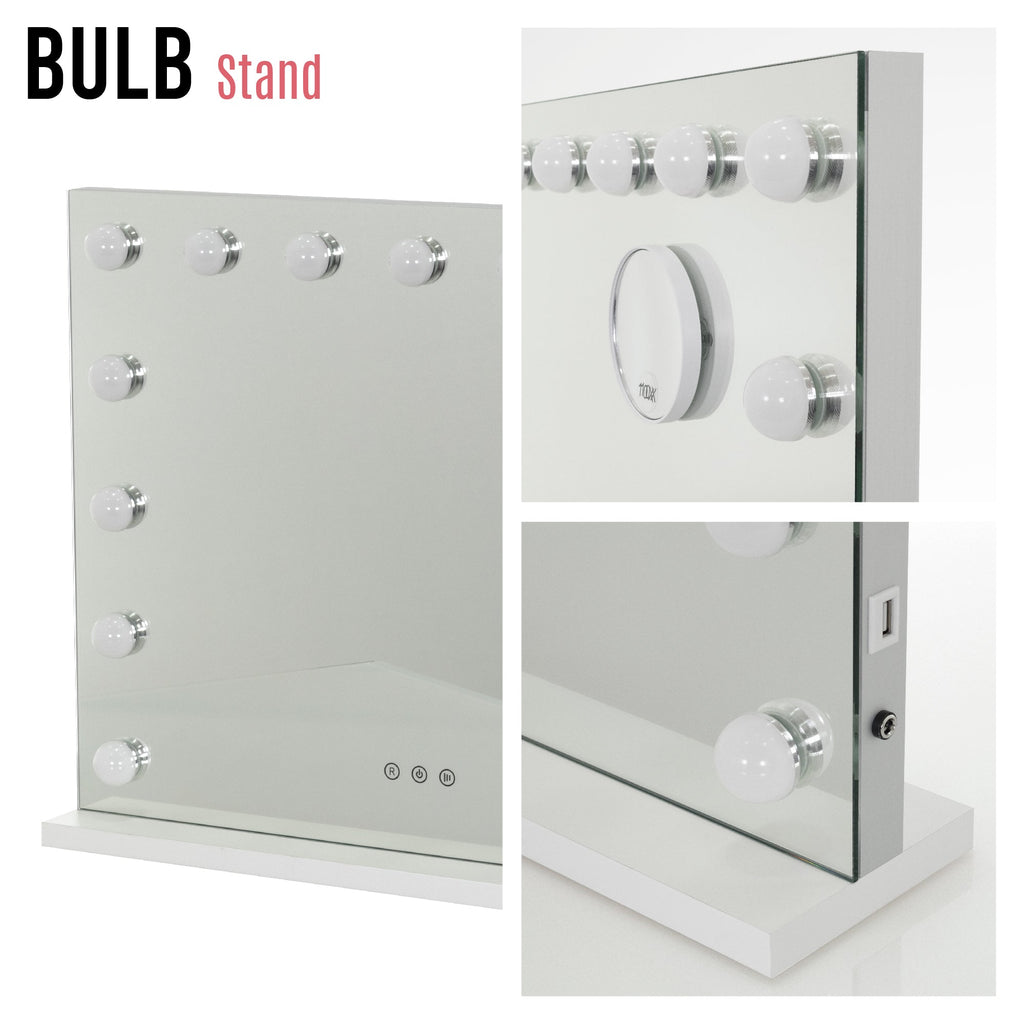 BULB STAND - Specchio da trucco con 15 lampadine LED