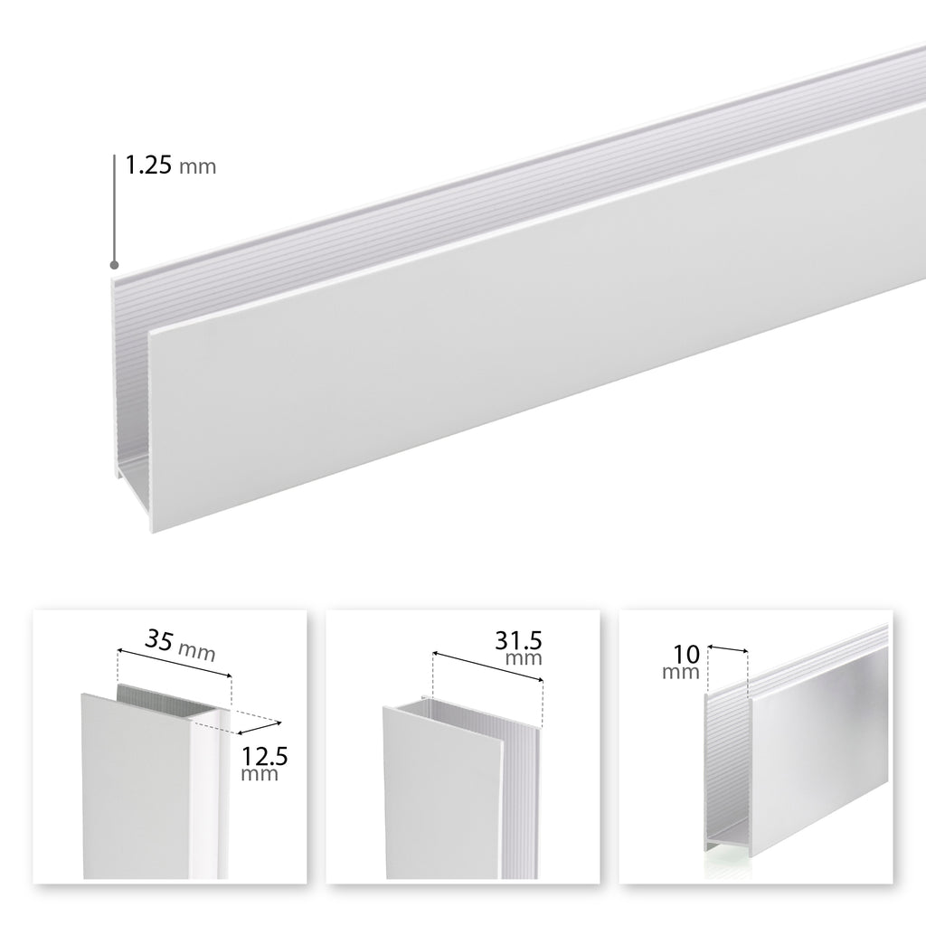 Perfil de pared de aluminio para panel de ducha Walk-In 8 o 10 mm
