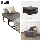DIVAN 2 in 1 Premium | Letto pieghevole per ospiti con pouf convertibile e materasso grigio