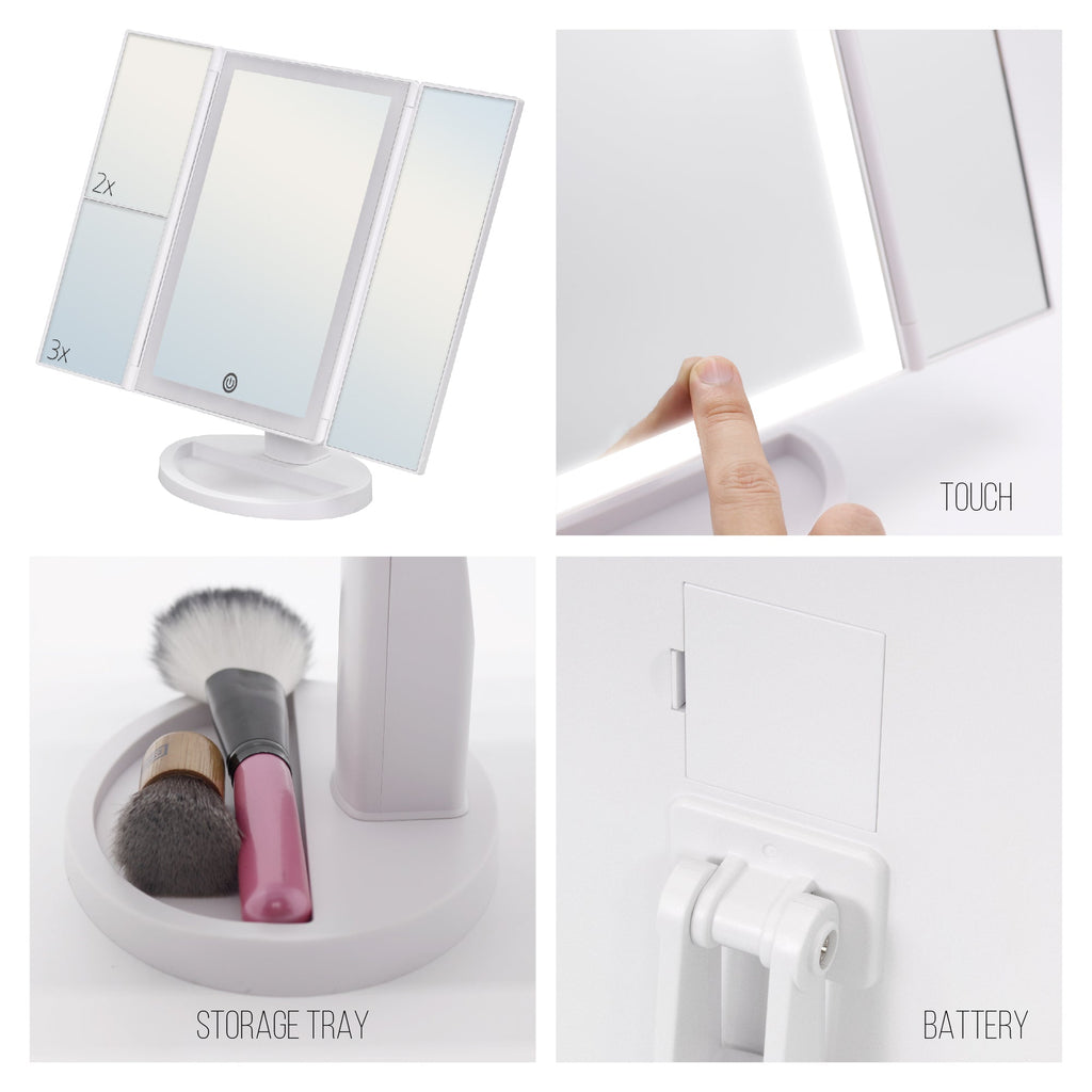 MAKEUP - Specchio da trucco con striscia di luce LED e ingrandimento