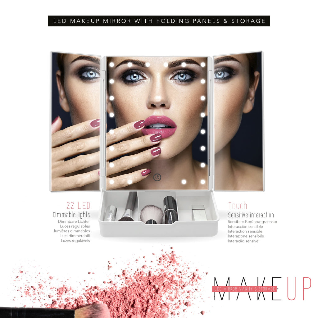MAKEUP - Specchio da trucco con 21 punti luce LED e ingrandimento