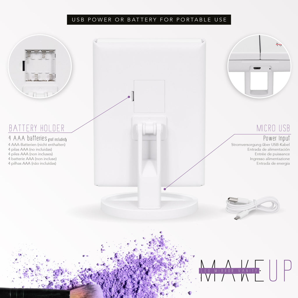 MAKEUP - Specchio da trucco con striscia di luce LED e ingrandimento