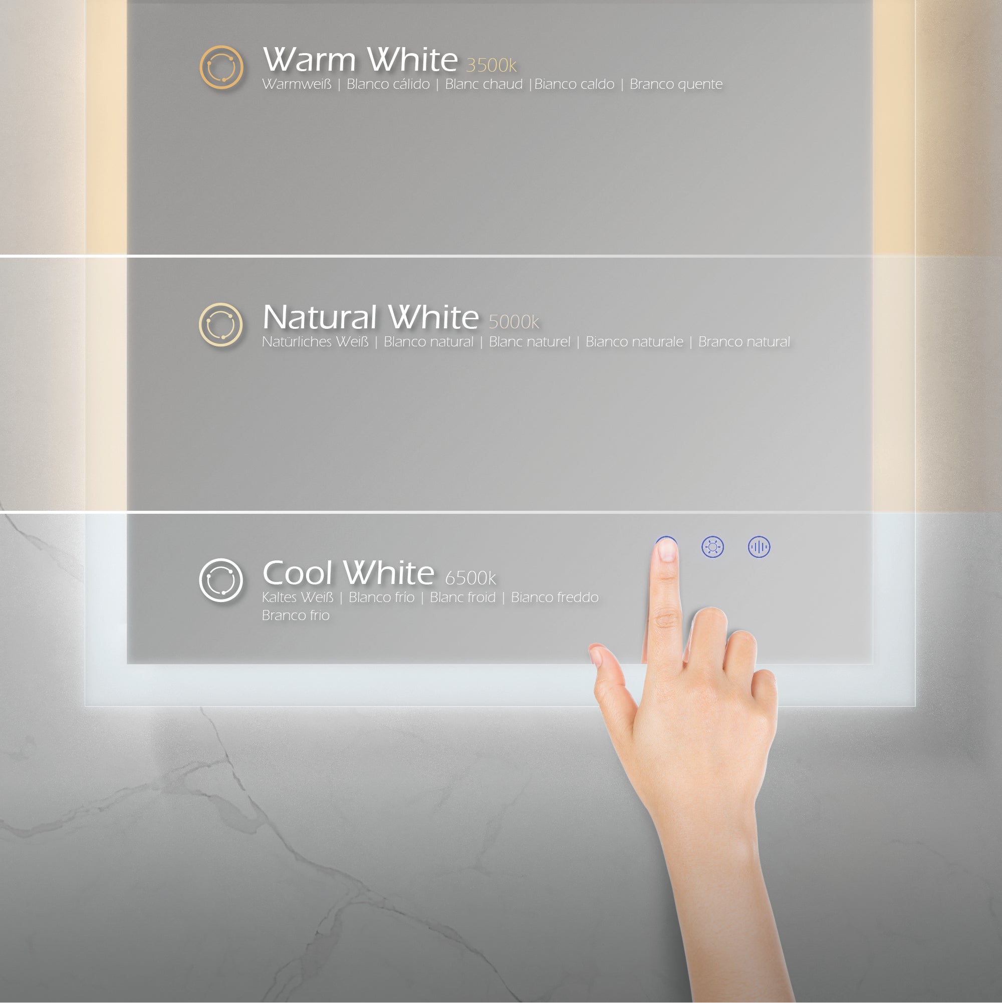 FRAME - Specchio da bagno rettangolare con illuminazione LED