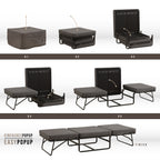 DIVAN 2 in 1 Premium | Letto pieghevole per ospiti con pouf convertibile e materasso grigio