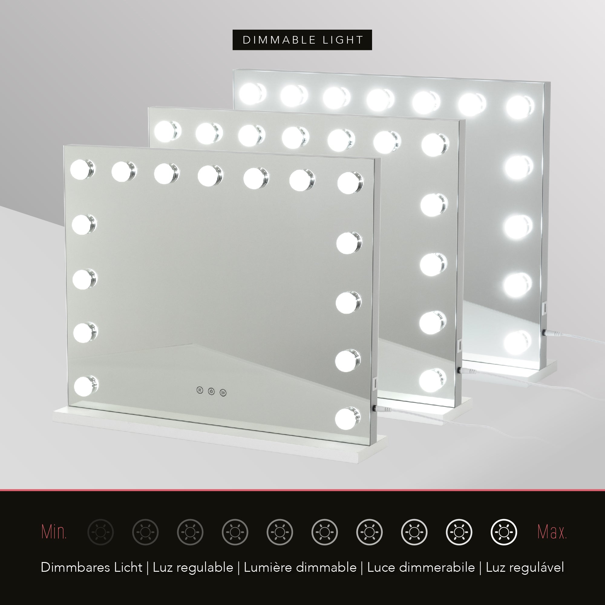 BULB STAND - Specchio da trucco con 15 lampadine LED