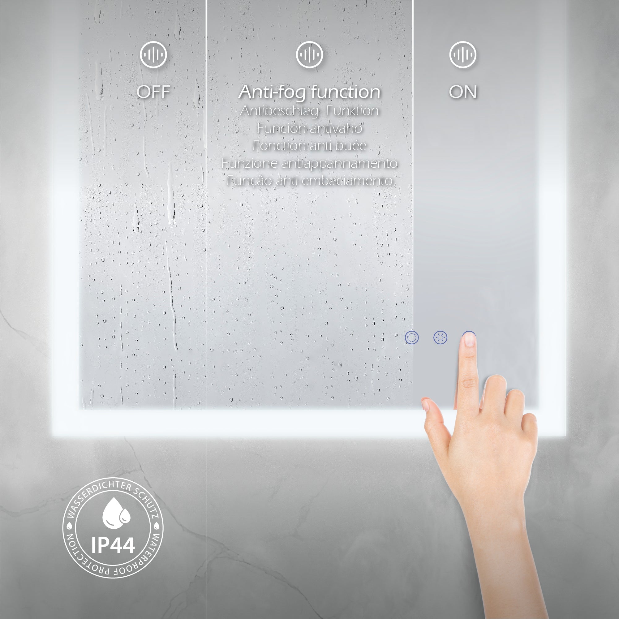FRAME - Specchio da bagno rettangolare con illuminazione LED