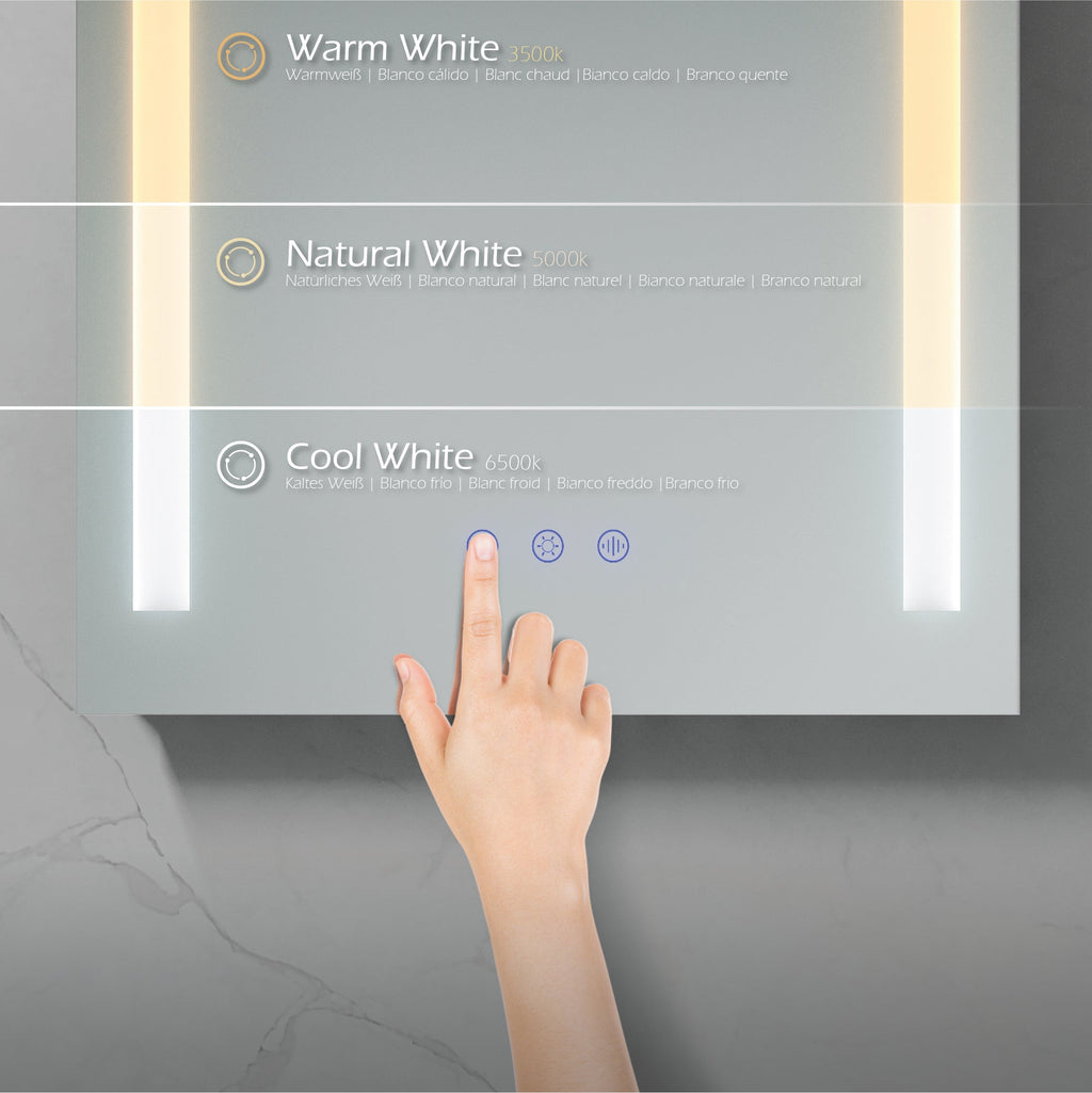 BEAM - Specchio da bagno rettangolare con 2 strisce di luce LED