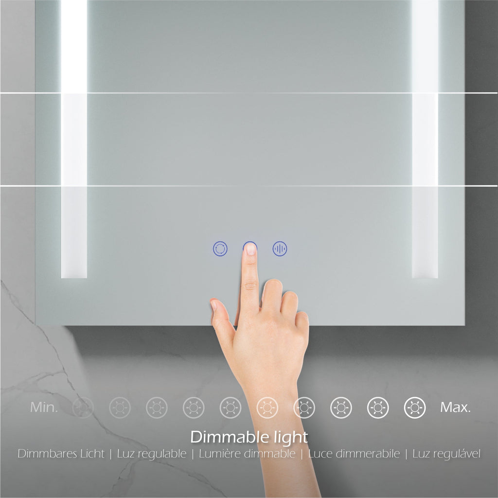 BEAM - Specchio da bagno rettangolare con 2 strisce di luce LED