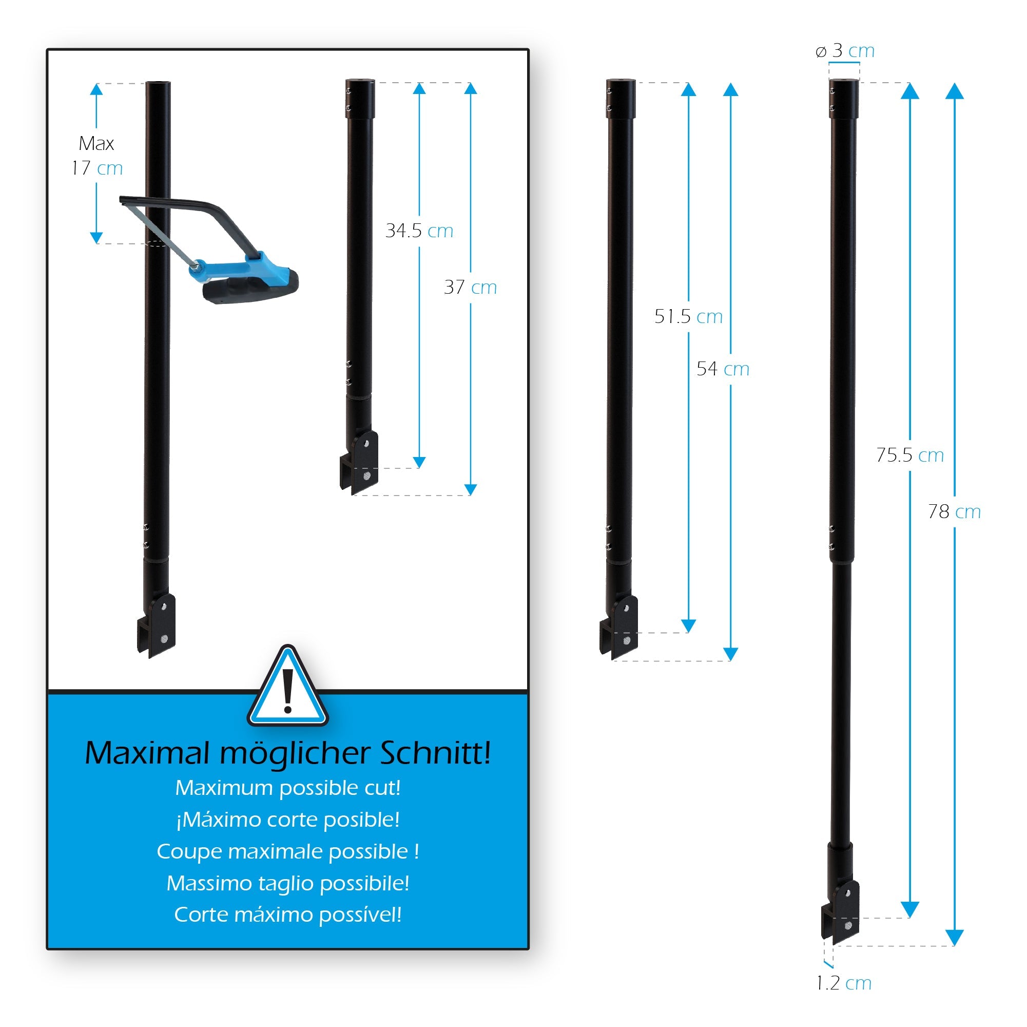 Barra stabilizzatrice regolabile per Walk-In da soffitto - 21BM