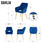 DAHLIA - Conjunto de 2 sillas de comedor en tejido PU o terciopelo