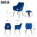 DAHLIA - Conjunto de 2 sillas de comedor en tejido PU o terciopelo