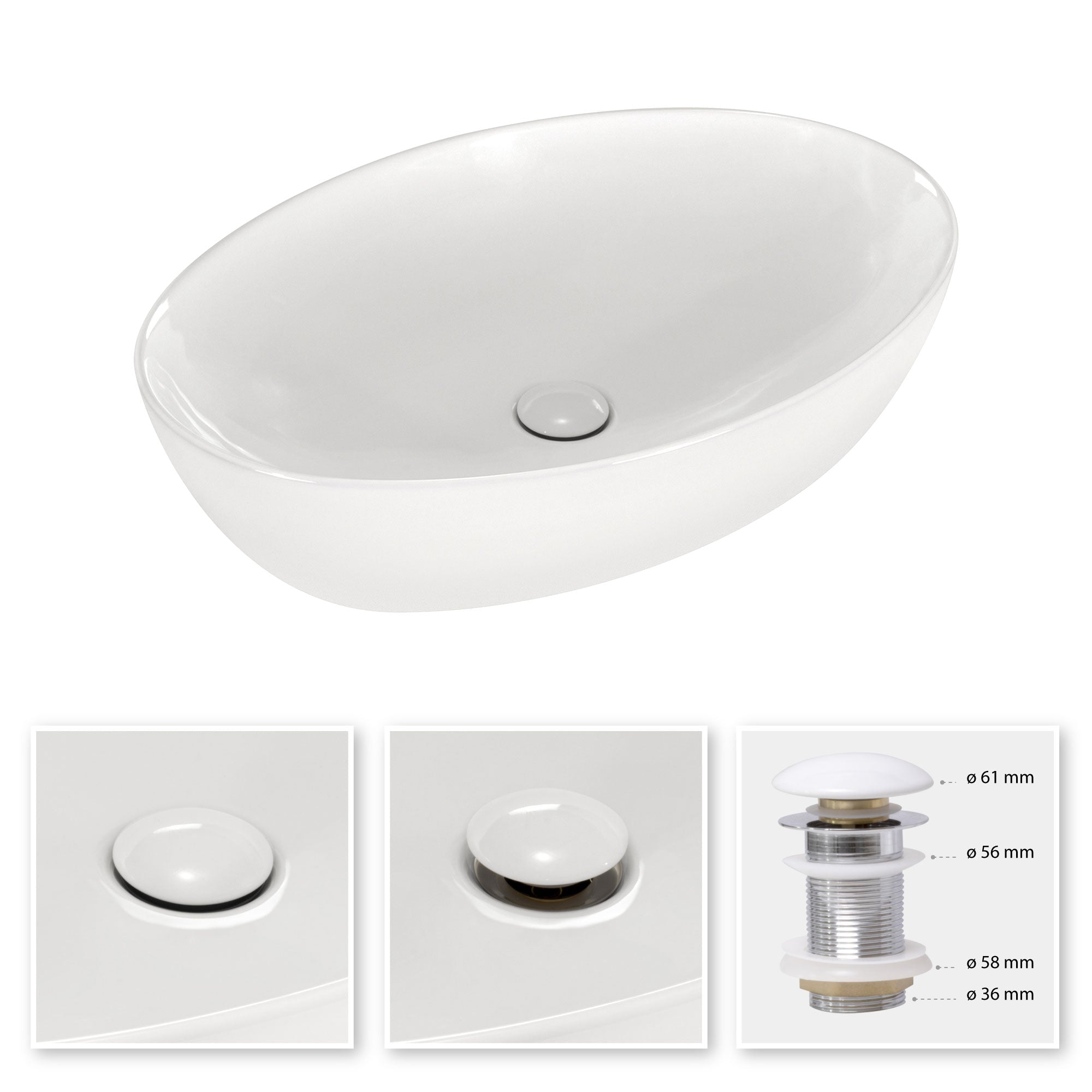BACCHIGLIONE - Lavabo da appoggio in ceramica di alta qualità