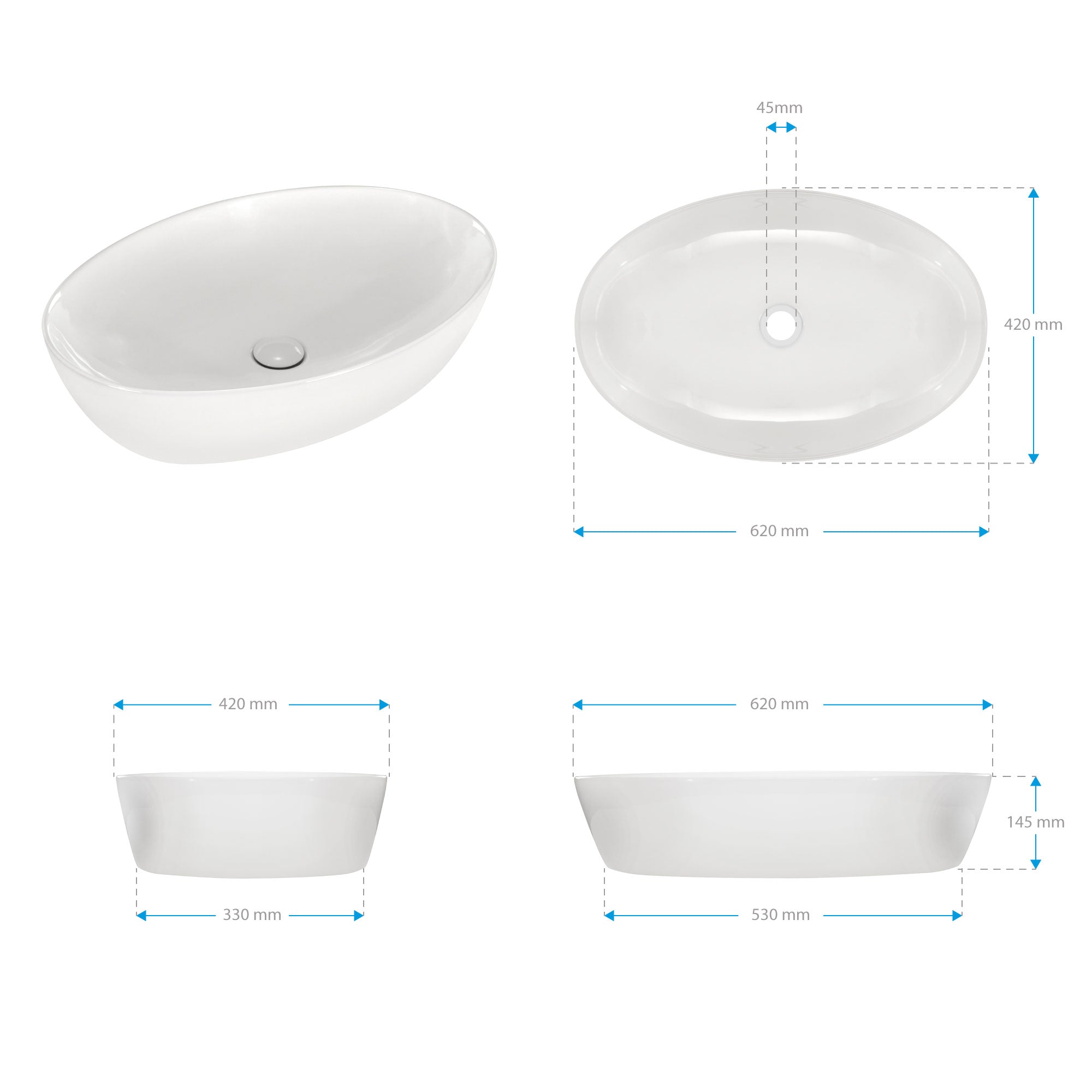 BACCHIGLIONE - Lavabo da appoggio in ceramica di alta qualità