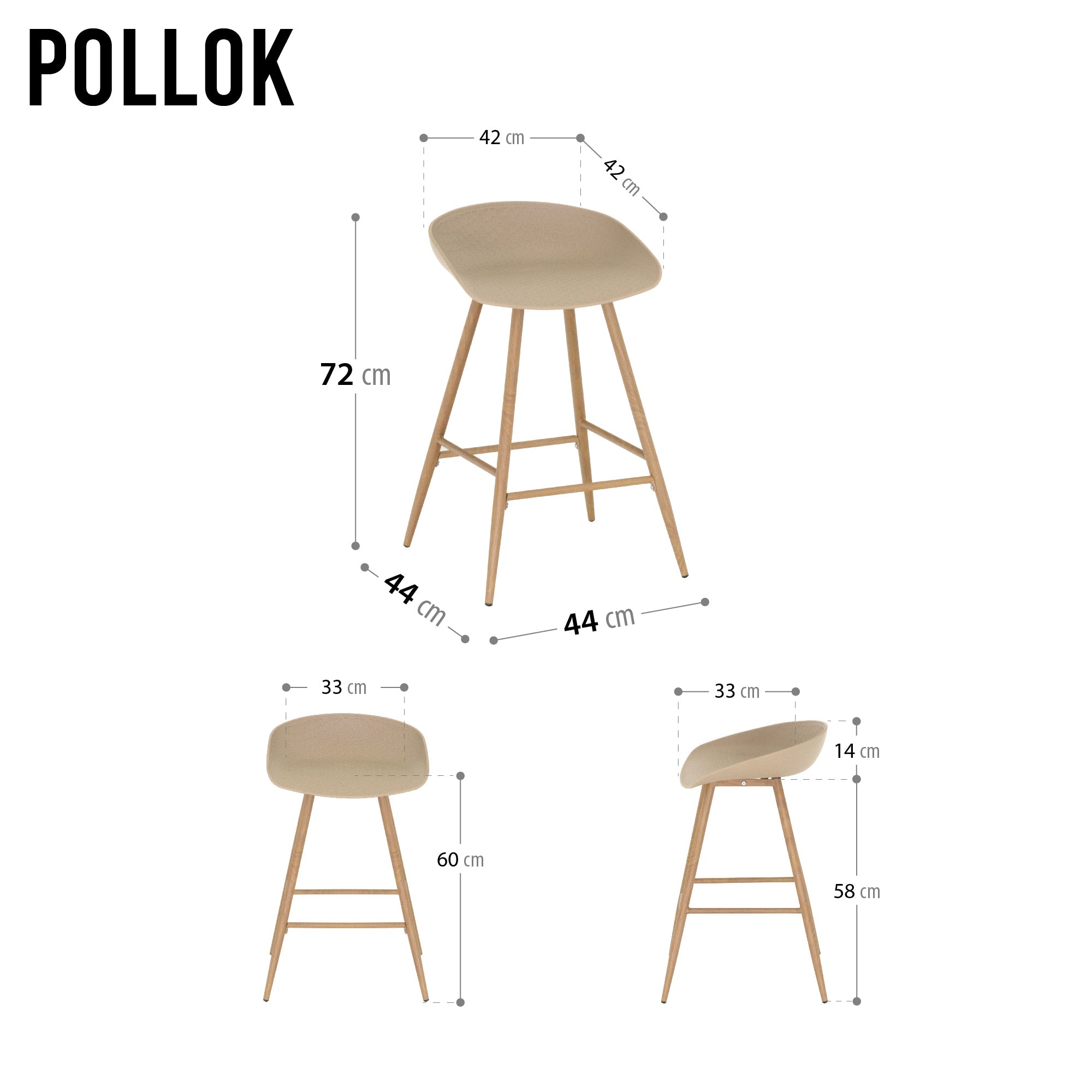 POLLOK - Conjunto de 4 Bancos Altos