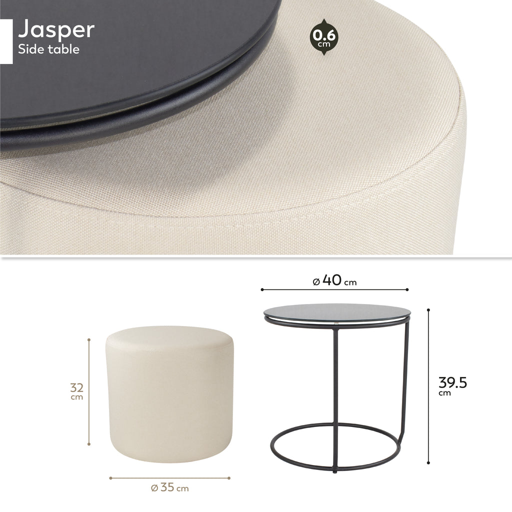 JASPER - Mesa de apoio com pufe embutido