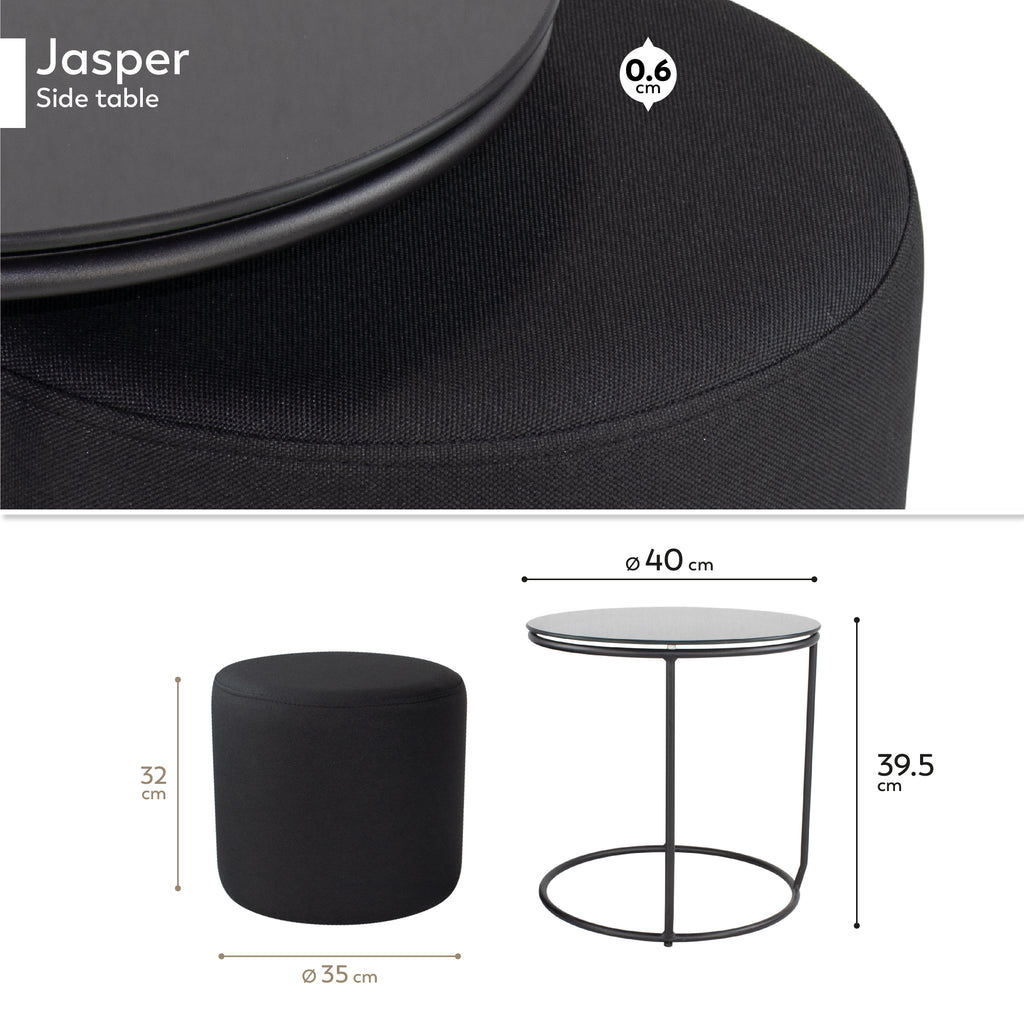 JASPER - Mesa de apoio com pufe embutido