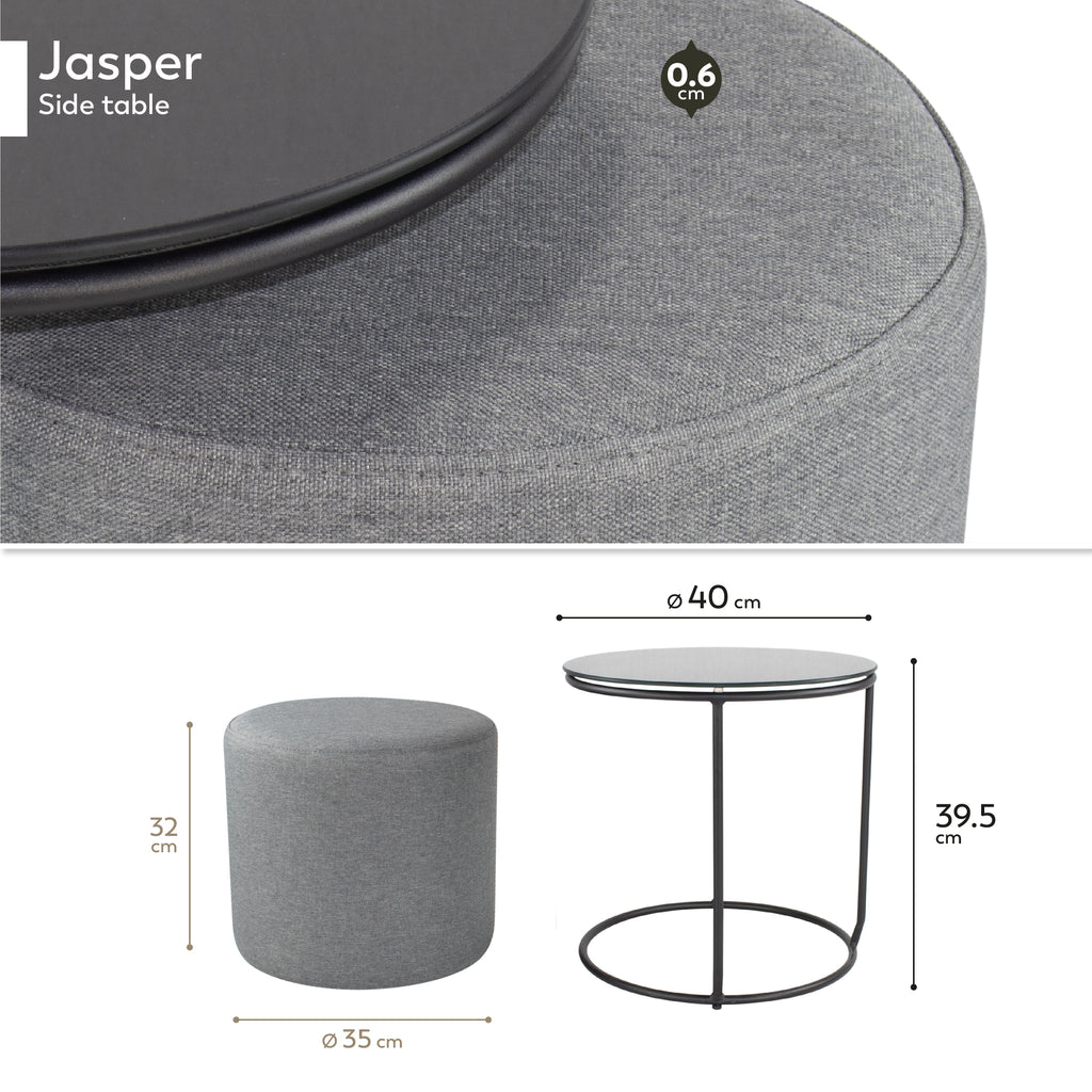 JASPER - Mesa de apoio com pufe embutido