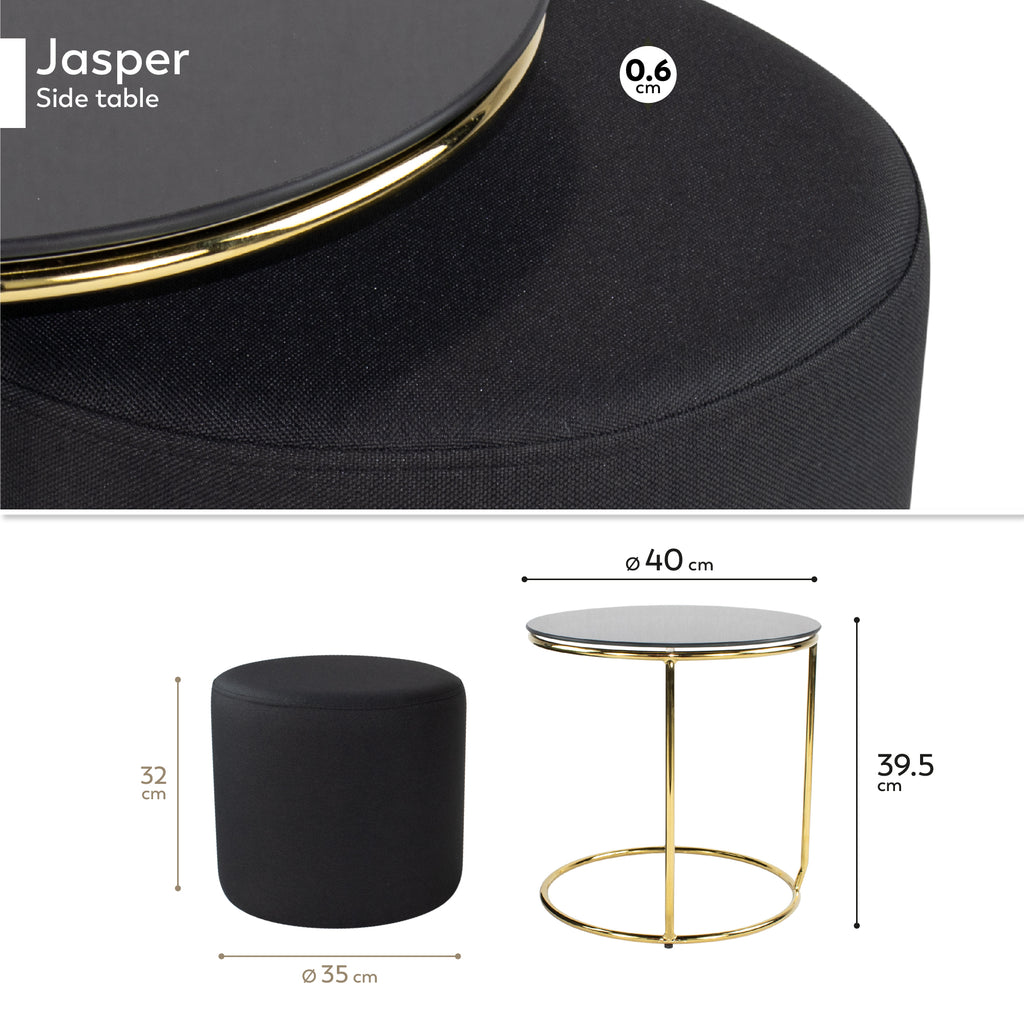 JASPER - Mesa de apoio com pufe embutido