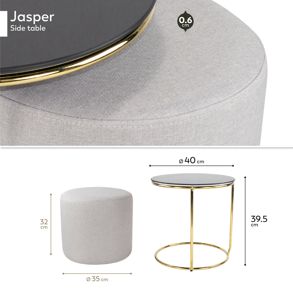 JASPER - Mesa de apoio com pufe embutido