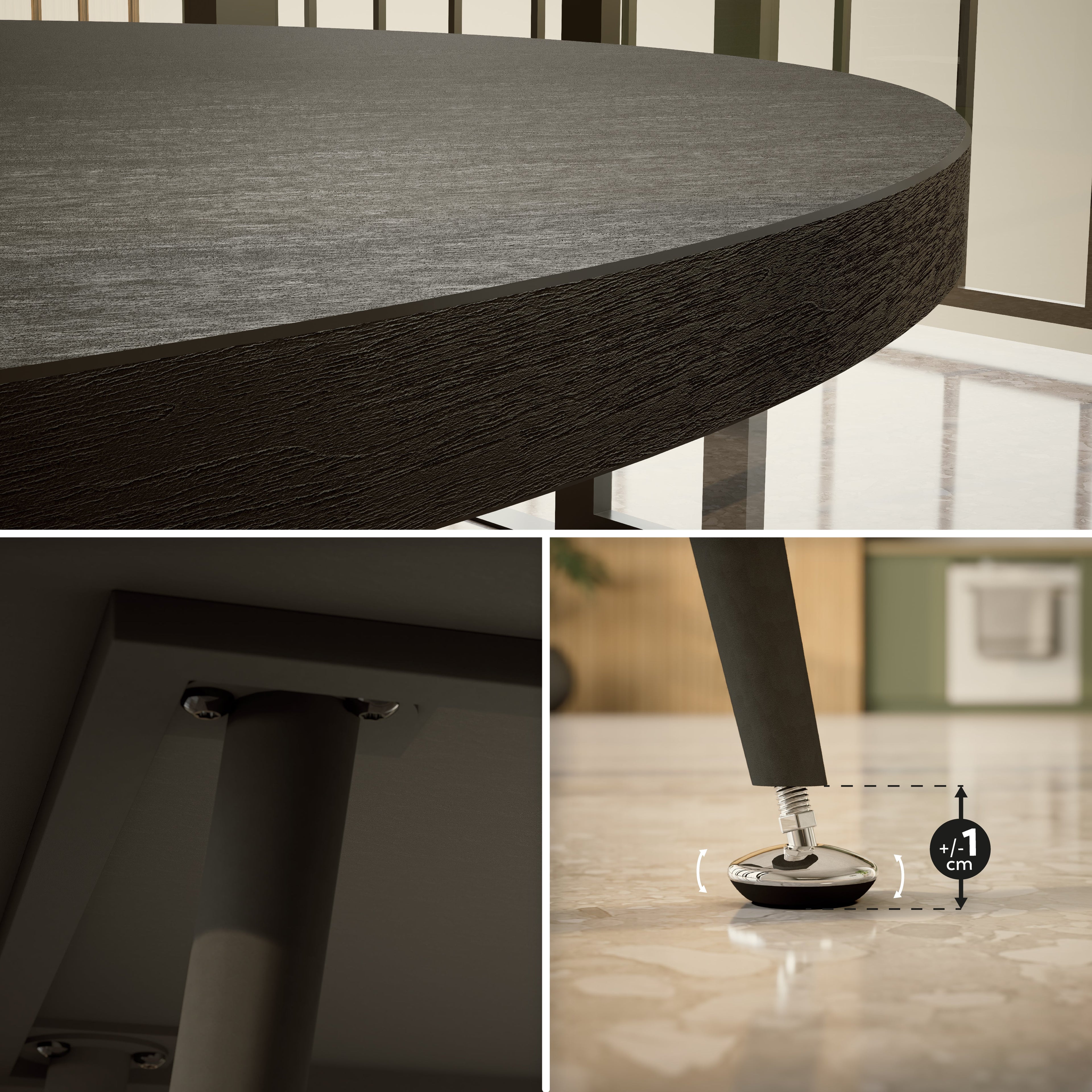 CORIN - Mesa de comedor con tablero de melamina