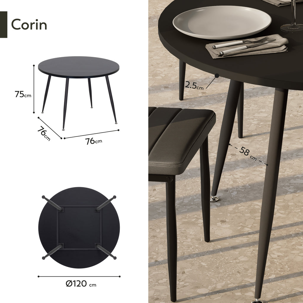 CORIN - Mesa de comedor con tablero de melamina
