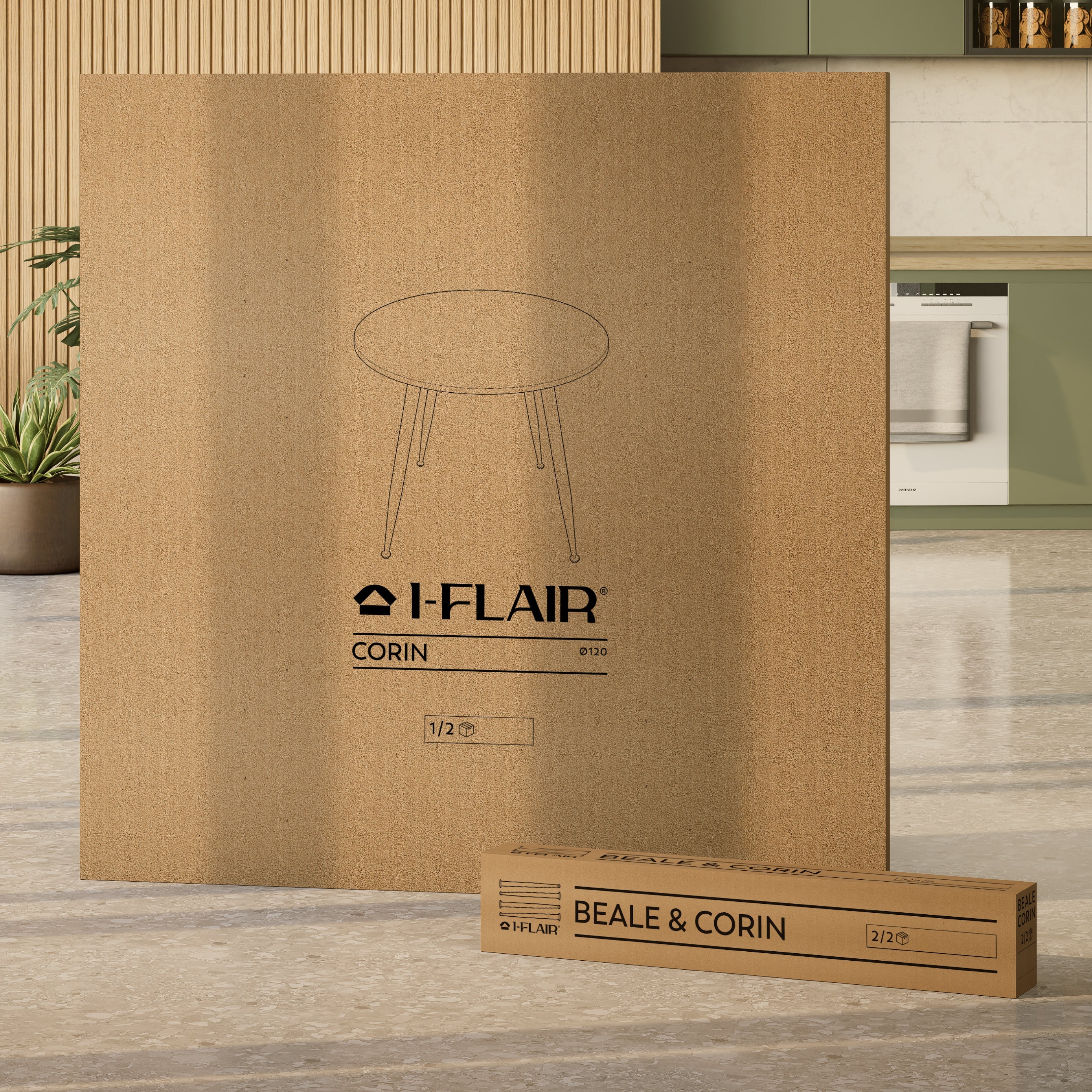 CORIN - Mesa de comedor con tablero de melamina