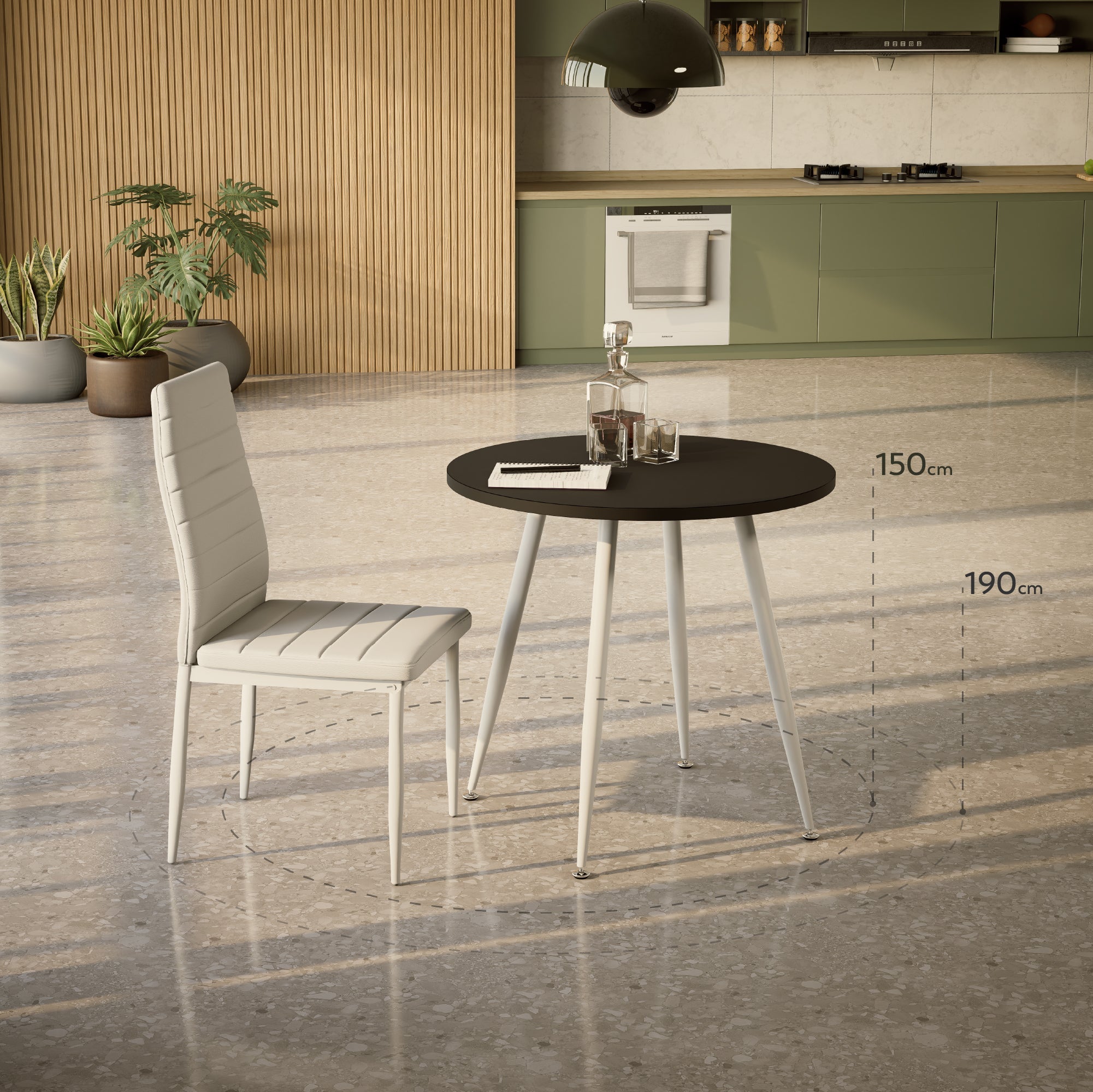 CORIN - Mesa de comedor con tablero de melamina
