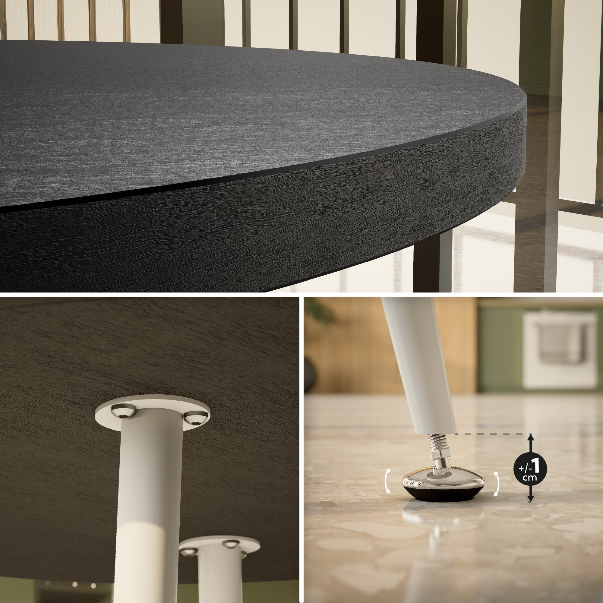CORIN - Mesa de comedor con tablero de melamina