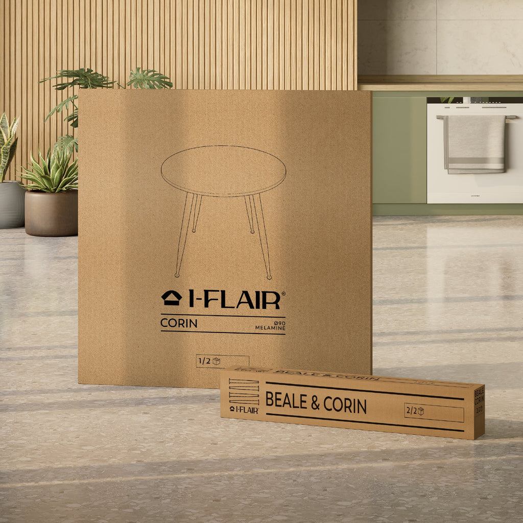 CORIN - Mesa de comedor con tablero de melamina