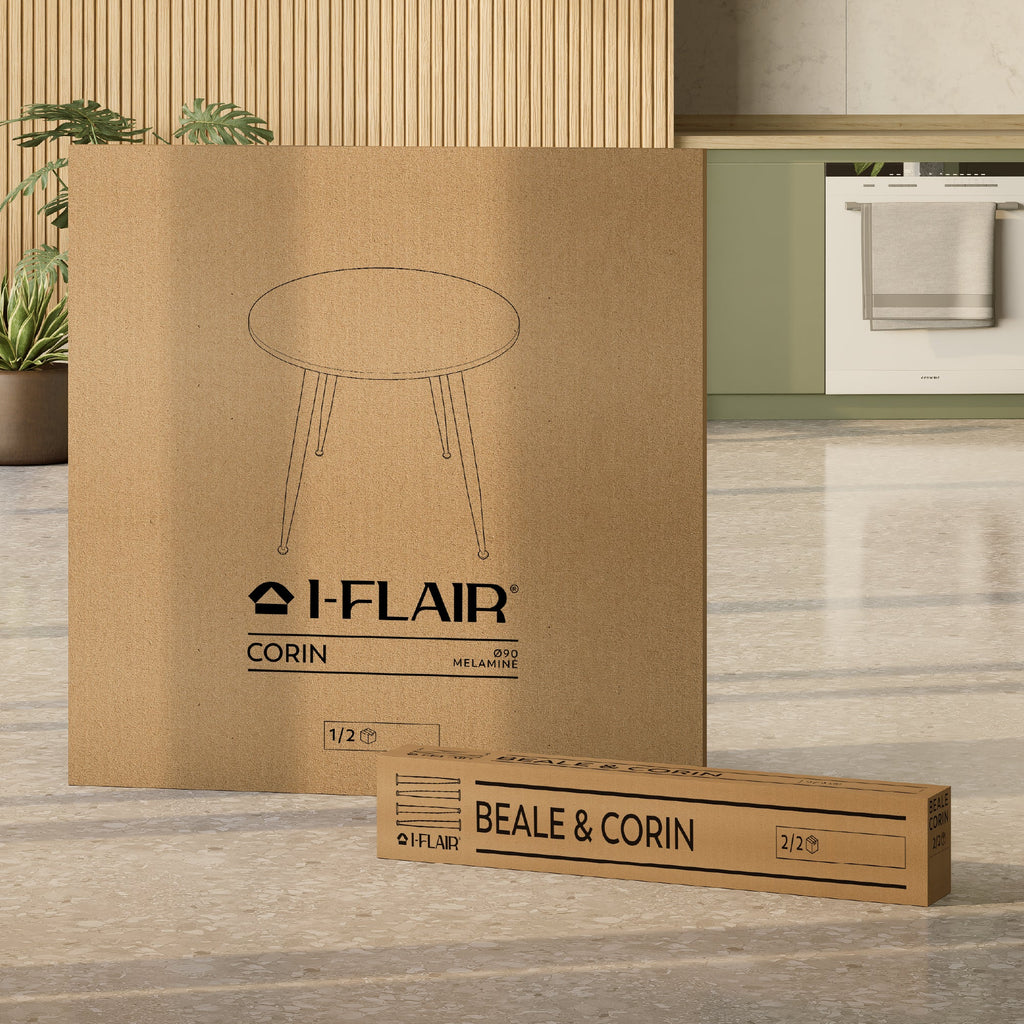 CORIN - Mesa de comedor con tablero de melamina