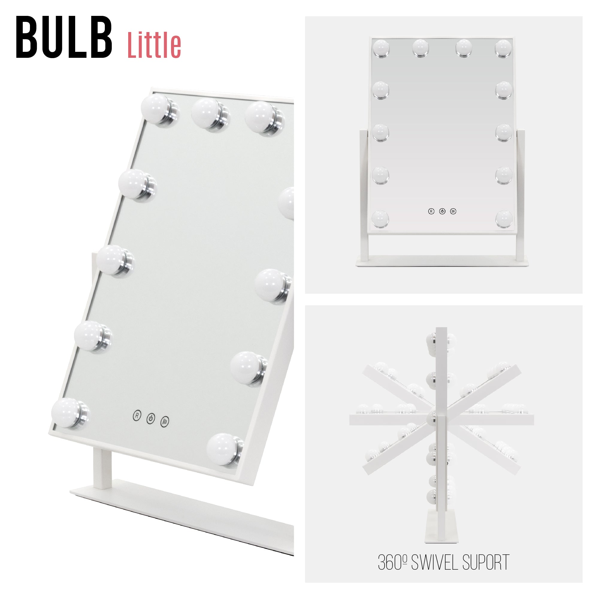 BULB LITTLE - Specchio da trucco con 12 lampadine LED
