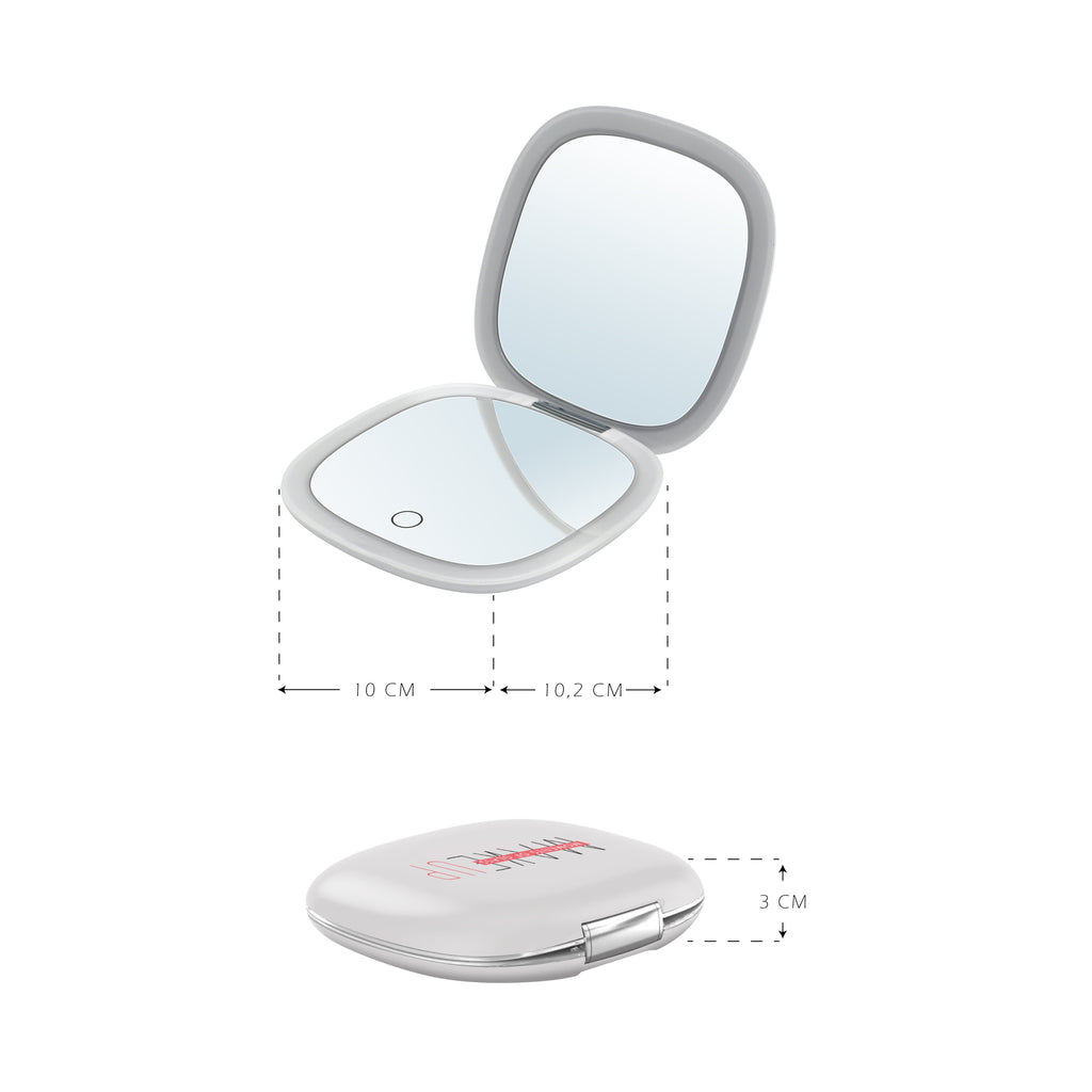 MAKEUP - Specchio tascabile da trucco con striscia di luce LED