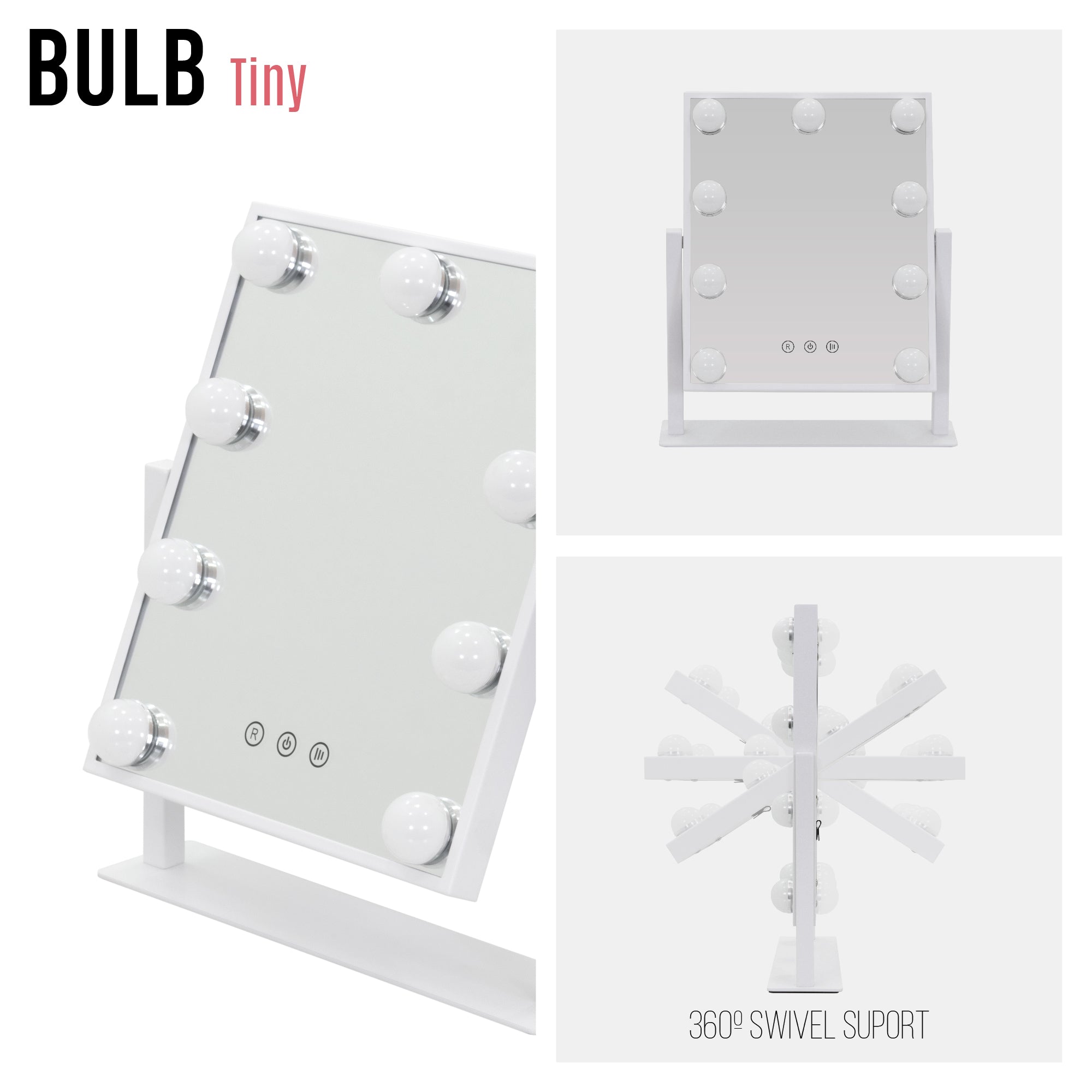 BULB TINY - Specchio da trucco con 9 lampadine LED