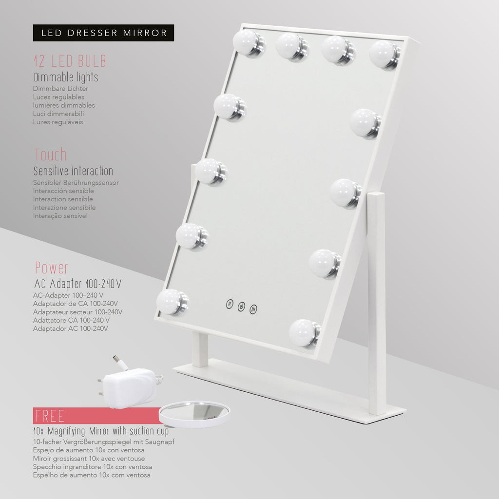 BULB LITTLE - Specchio da trucco con 12 lampadine LED