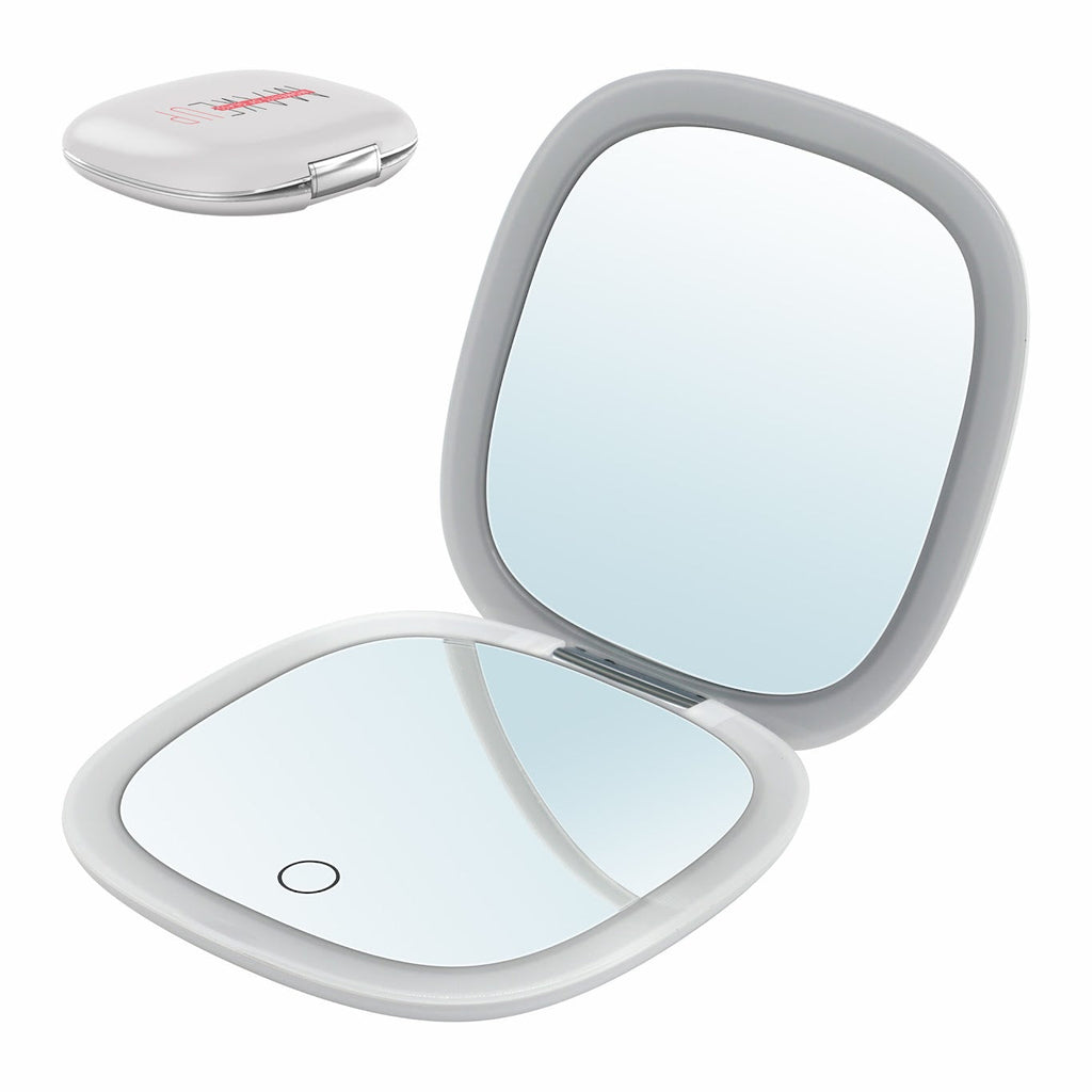 MAKEUP - Specchio tascabile da trucco con striscia di luce LED