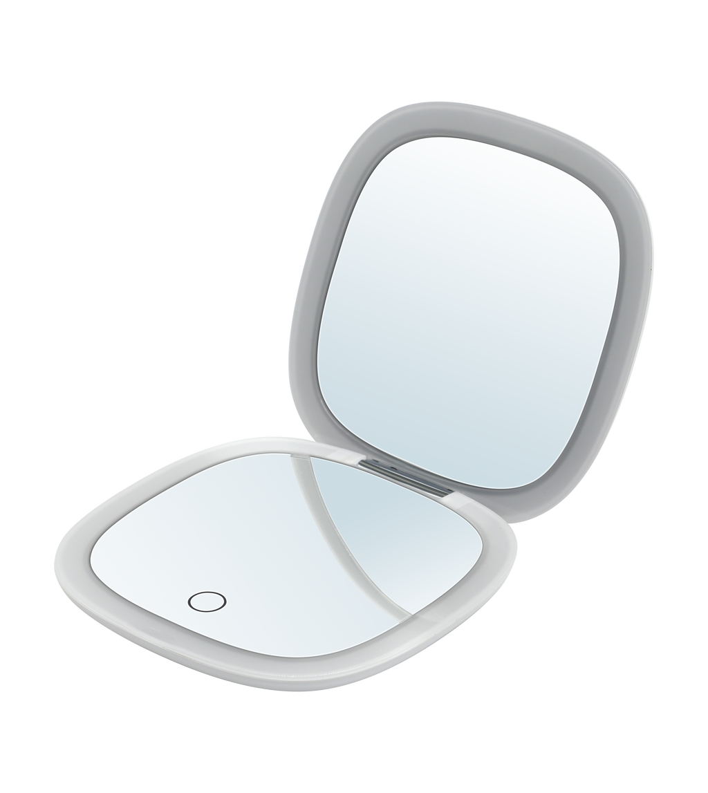 MAKEUP - Specchio tascabile da trucco con striscia di luce LED
